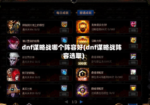 dnf谋略战哪个阵容好(dnf谋略战阵容选取)