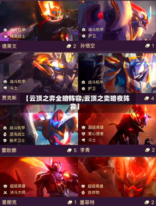 【云顶之弈全暗阵容,云顶之奕暗夜阵容】