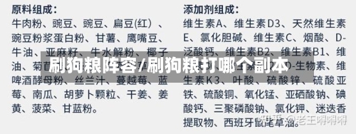 刷狗粮阵容/刷狗粮打哪个副本