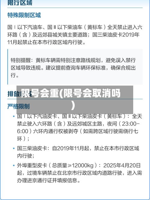 限号会重(限号会取消吗)