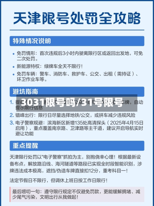 3031限号吗/31号限号
