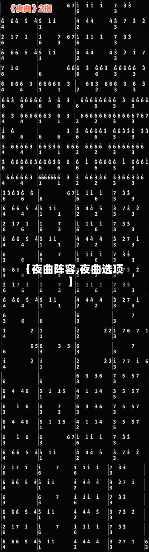 【夜曲阵容,夜曲选项】