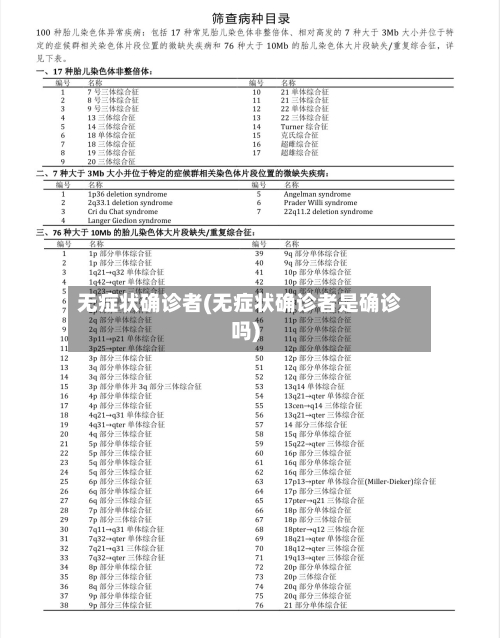 无症状确诊者(无症状确诊者是确诊吗)
