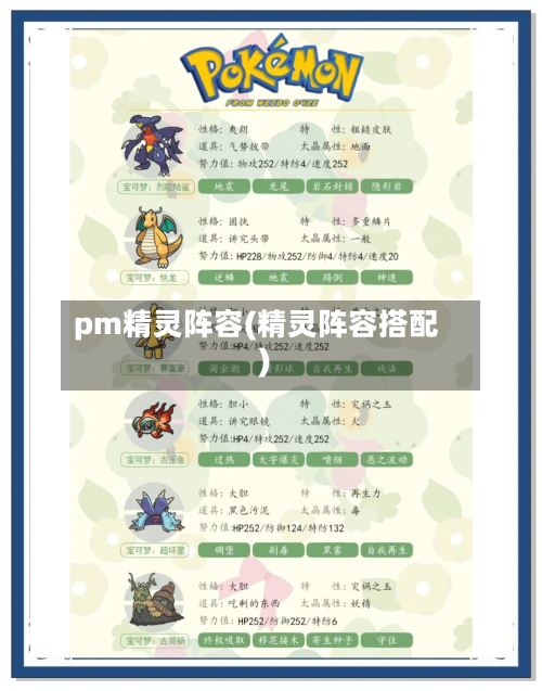 pm精灵阵容(精灵阵容搭配)